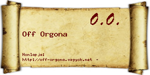 Off Orgona névjegykártya